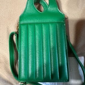 Emerald Green Mini Top Handle Tote Crossbody Bag Gold Hardware